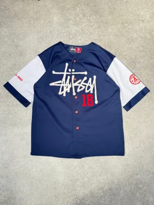 1998 Stussy LA Dodgers Logo Two-Tone Baseball Jersey