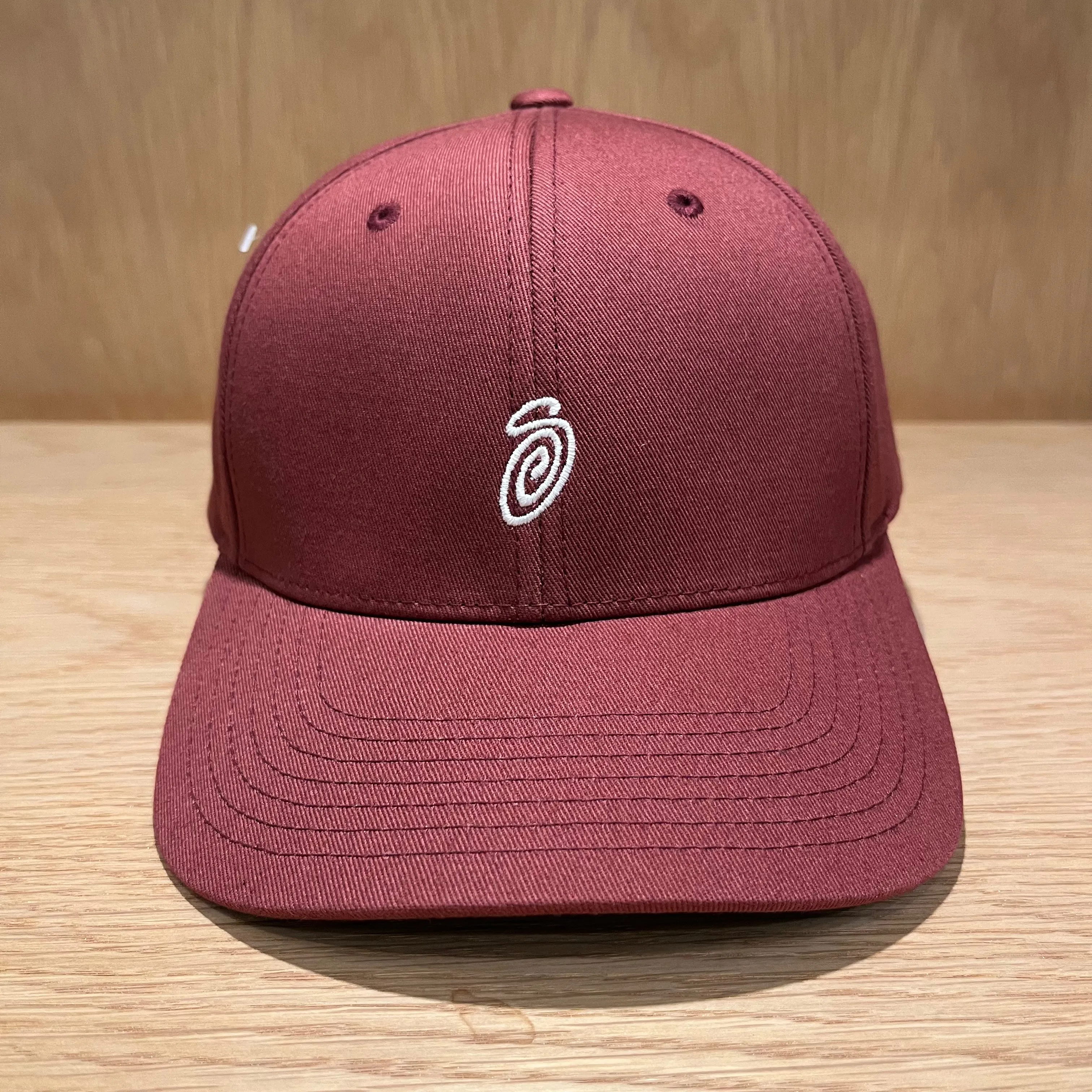 AI Stussy Swirl Burgundy Snapback