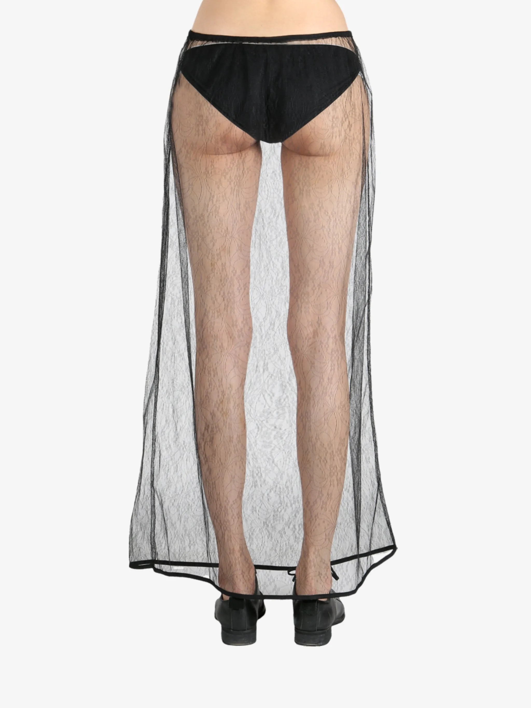 AMOMENTO - Women Sheer Lace Long Skirt