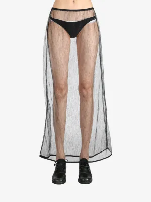 AMOMENTO - Women Sheer Lace Long Skirt