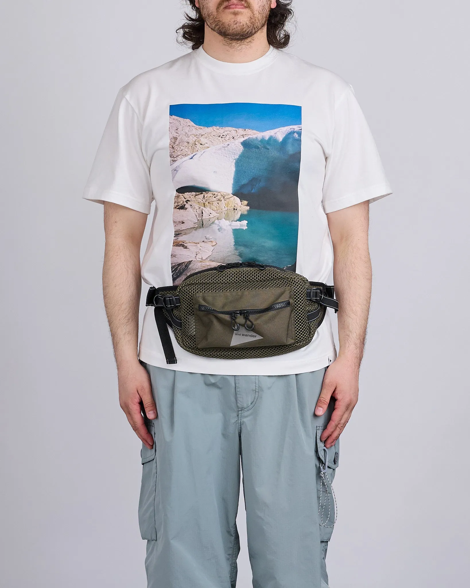 and wander 3D Mesh Waist Bag Khaki