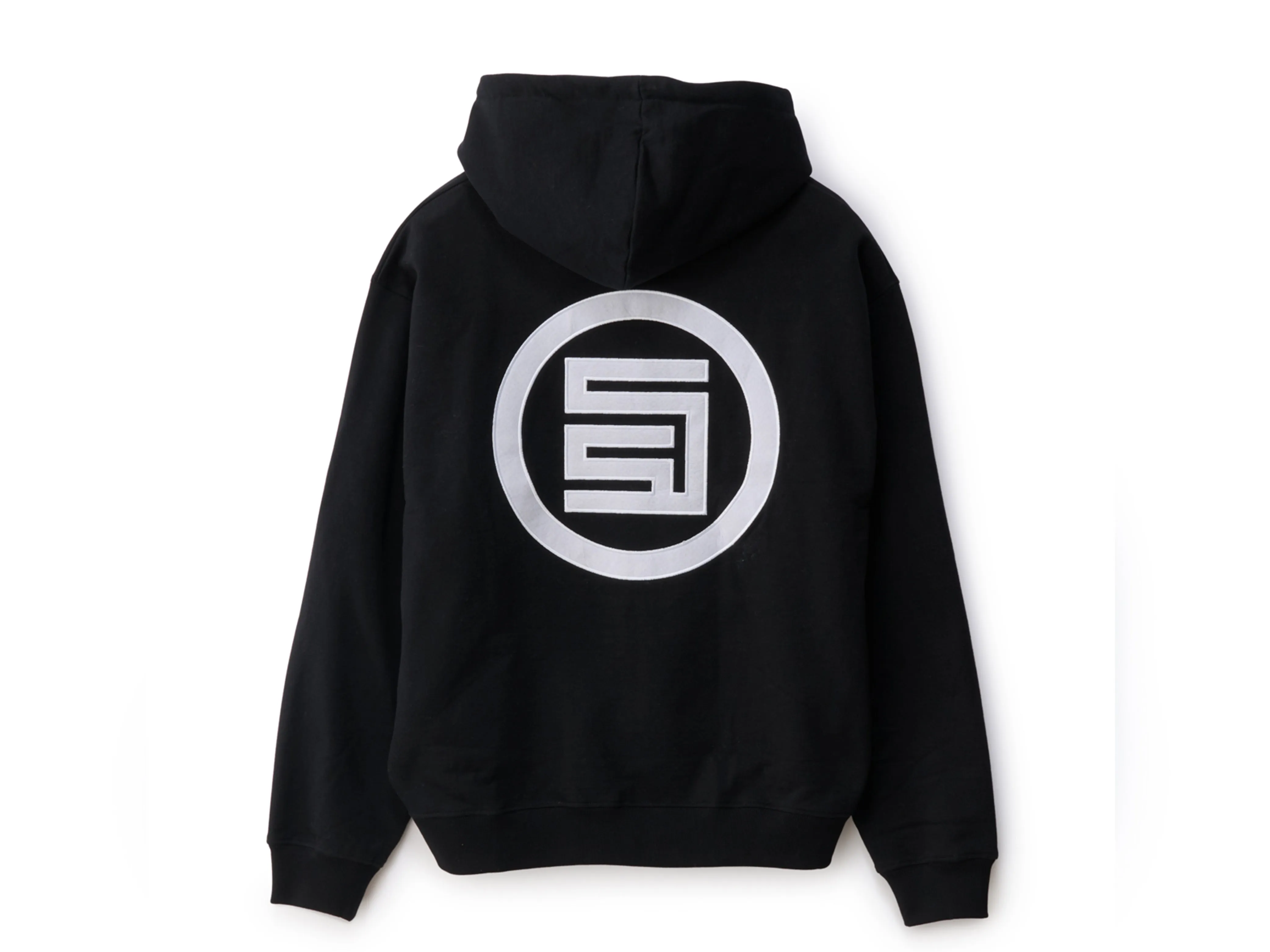 Applique Zip Thru Hooded Fleece - Black
