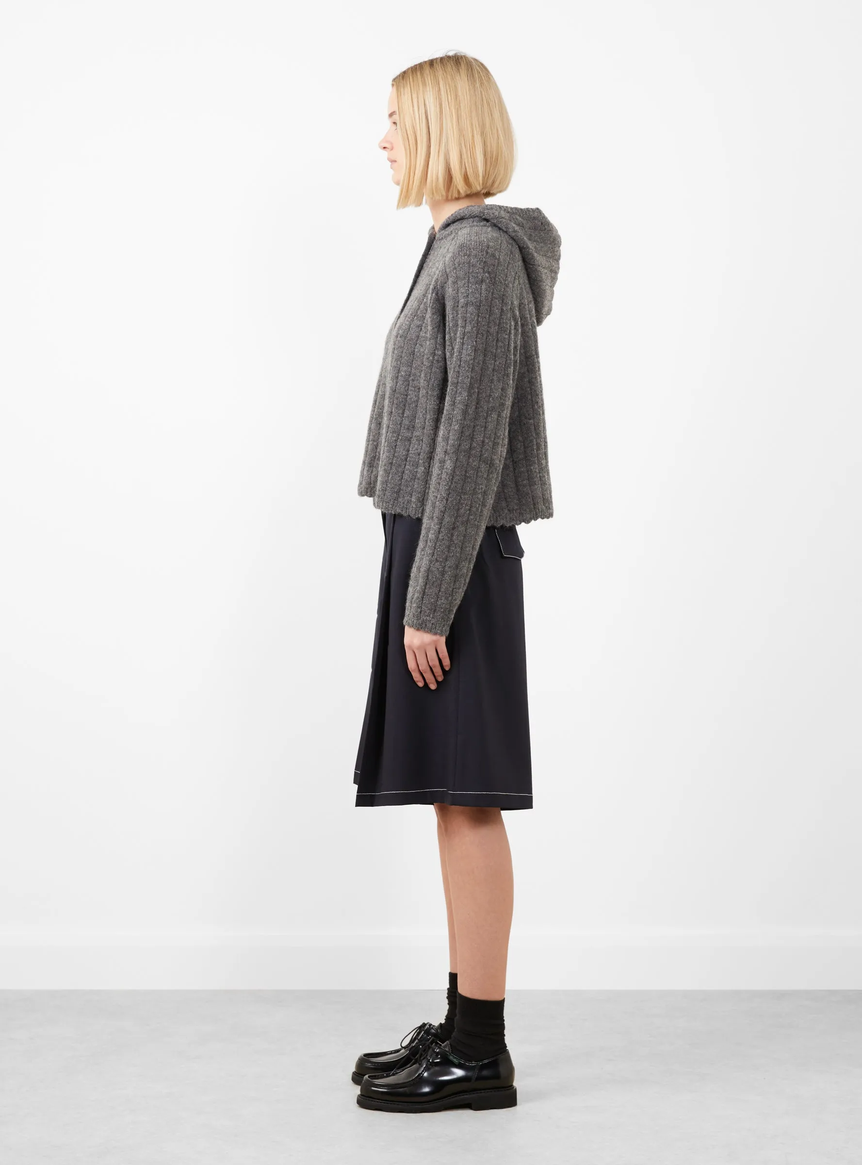 Baby Alpaca Hooded Sweater Grey