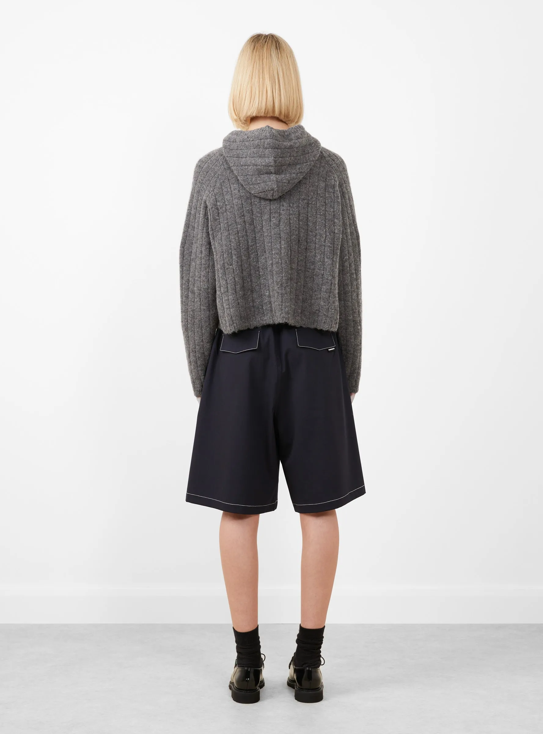 Baby Alpaca Hooded Sweater Grey