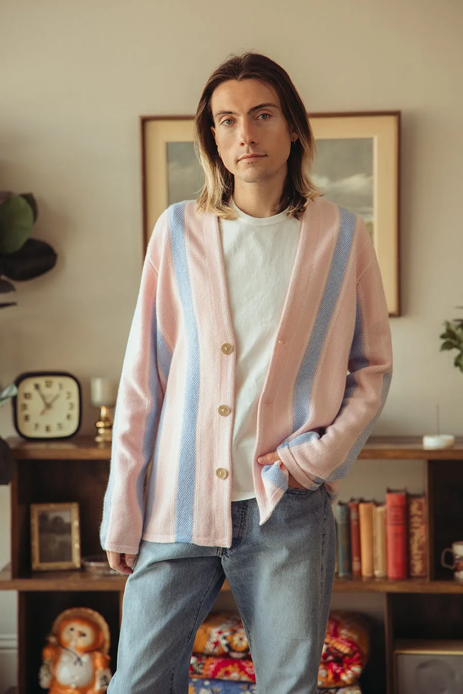 Baja Everywear Cardigan - Powder Pink Combo