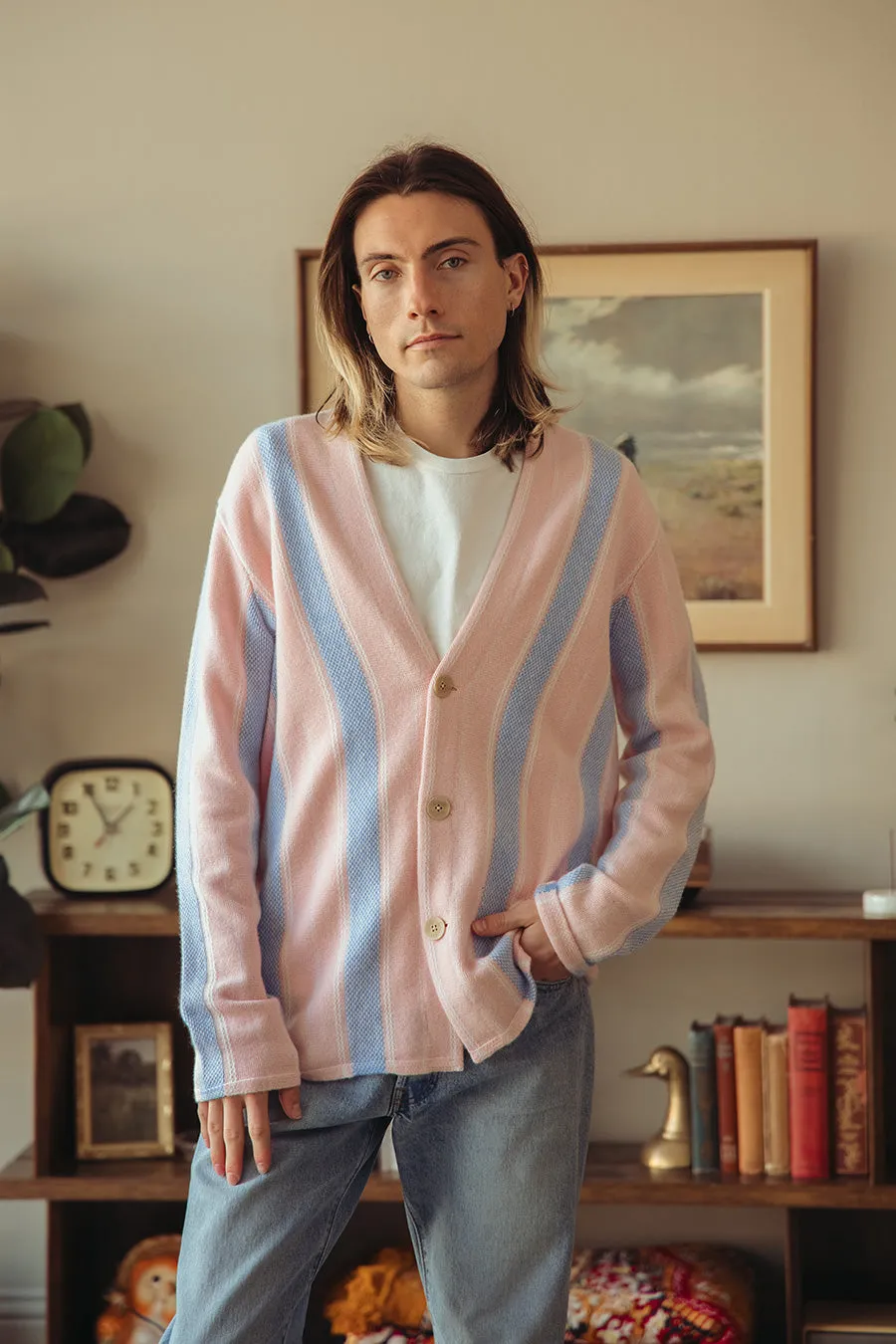 Baja Everywear Cardigan - Powder Pink Combo