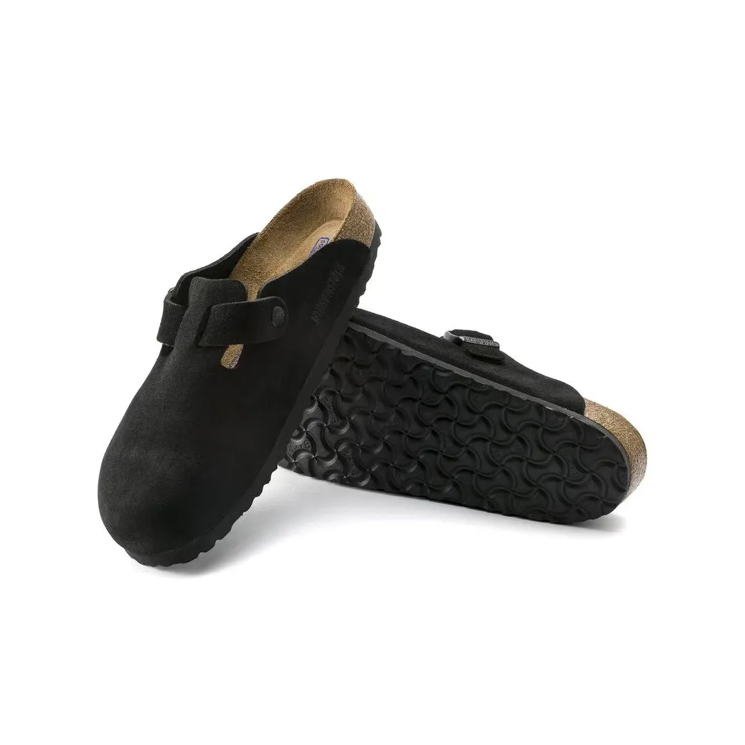 BOSTON SOFT FOOTBED SUEDE LEATHER - BLACK (NARROW FIT)
