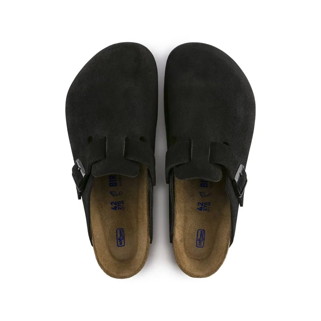 BOSTON SOFT FOOTBED SUEDE LEATHER - BLACK (NARROW FIT)