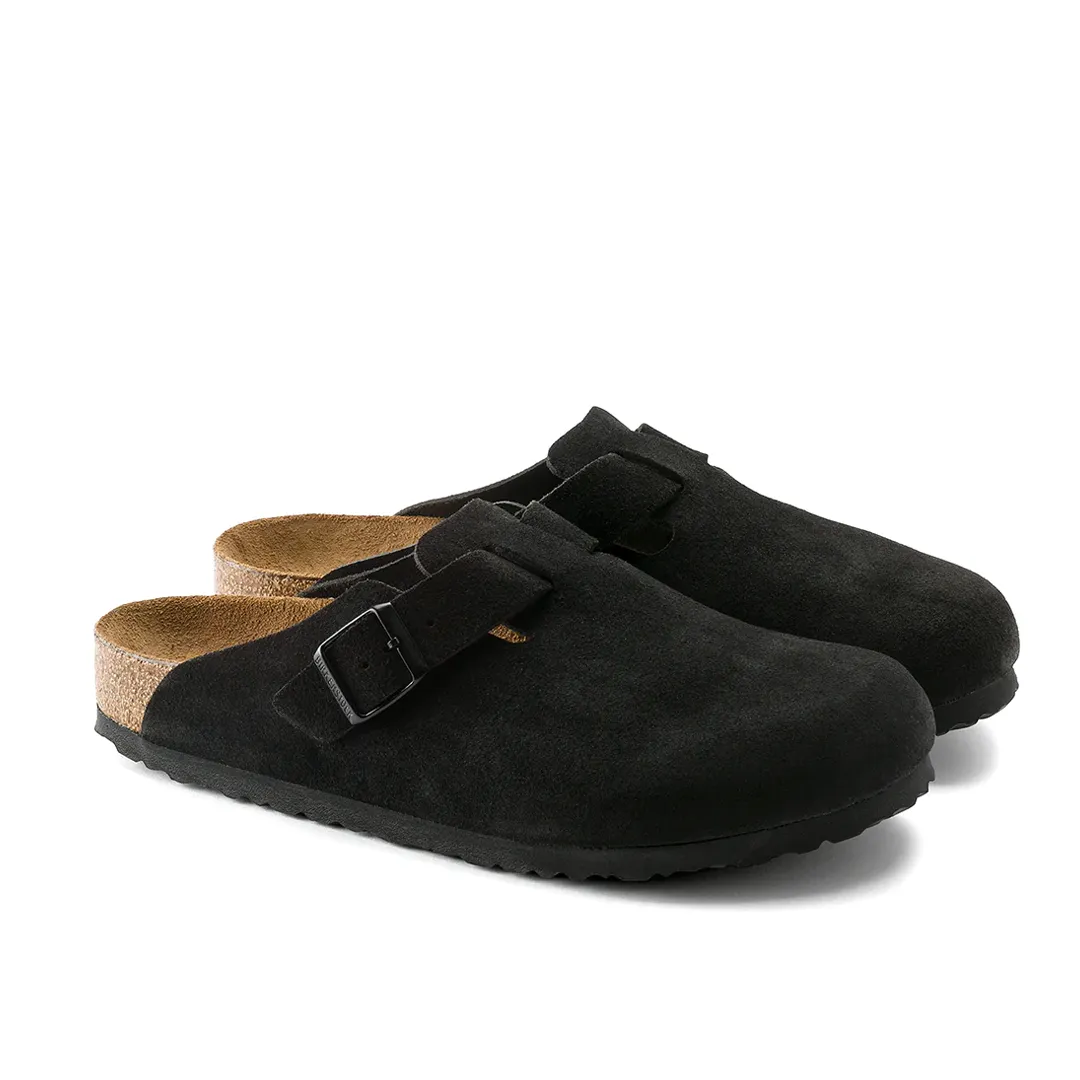 BOSTON SOFT FOOTBED SUEDE LEATHER -BLACK