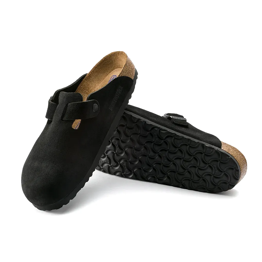 BOSTON SOFT FOOTBED SUEDE LEATHER -BLACK