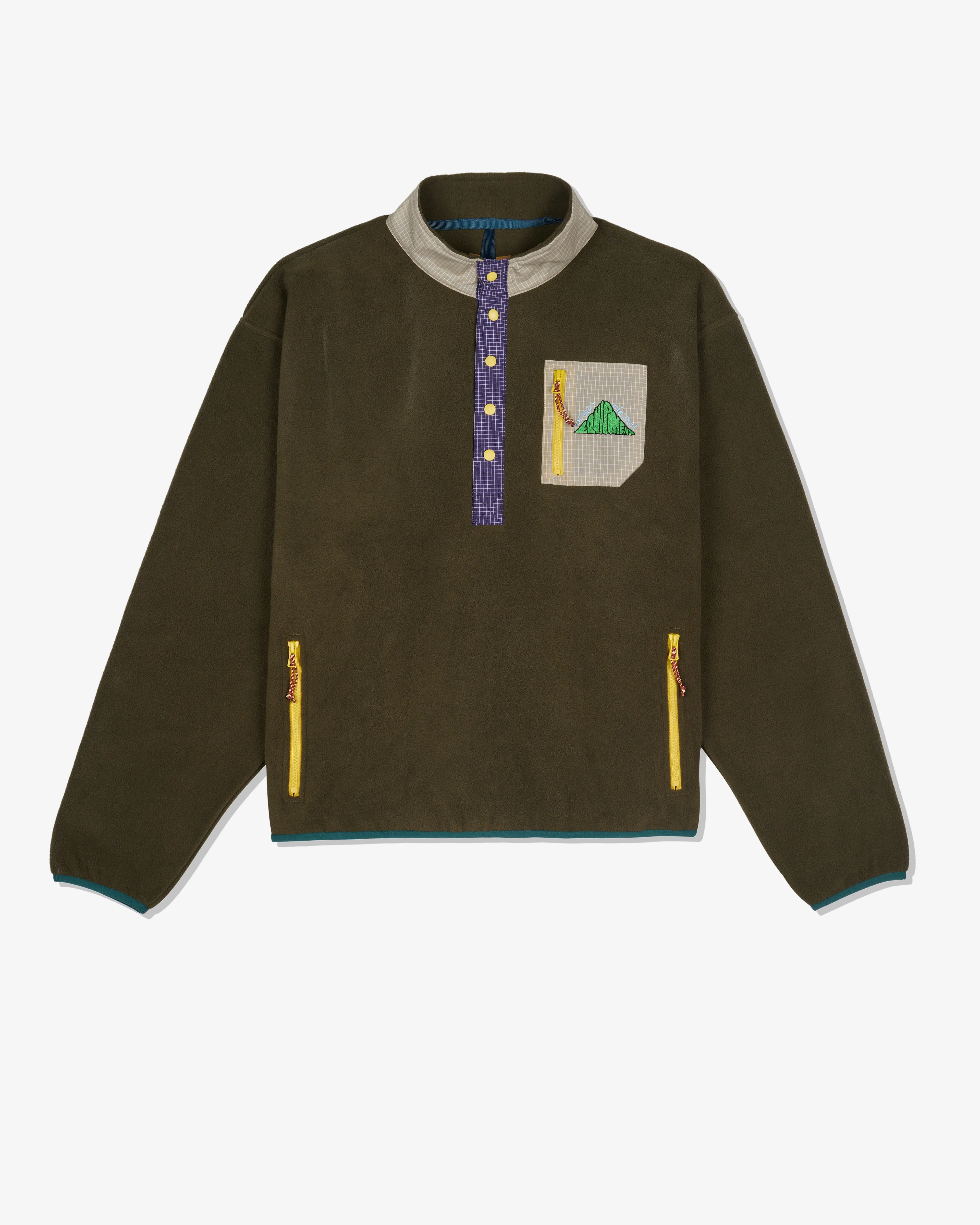 Brain Dead - Men's Ripstop Pullover Fleece Jacket - (Olive)