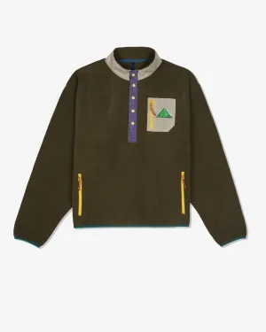Brain Dead - Men's Ripstop Pullover Fleece Jacket - (Olive)