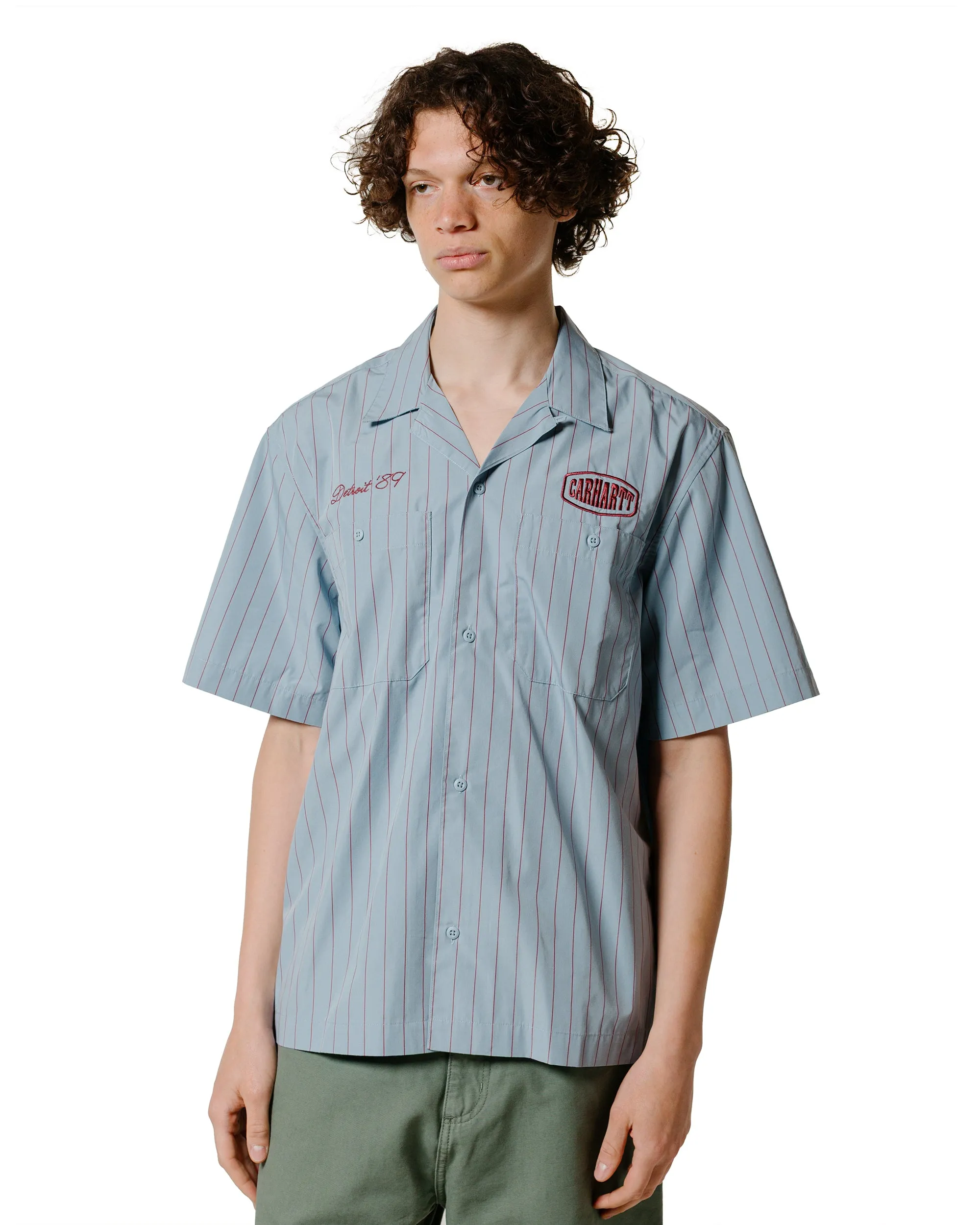 Carhartt W.I.P. S/S Hendry Shirt Frosted Blue/Mulberry Seaton Stripe