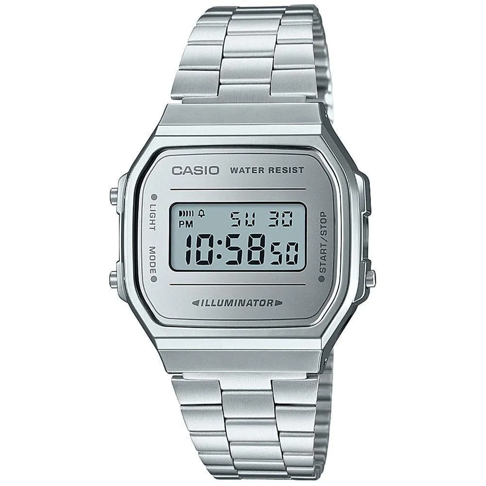 Casio Vintage Collection Silver White Digital Retro Watch A168WEM-7VT