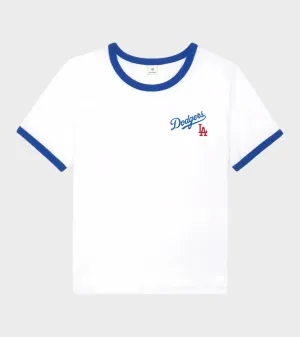 Dodgers Serif Ringer Tee White/Team Blue