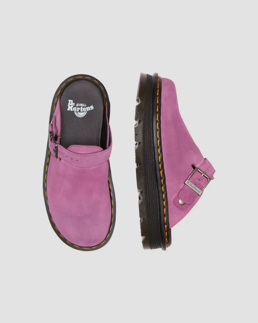 Dr Martens Zebzag Suede Casual Slingback Platform Mules in Pink