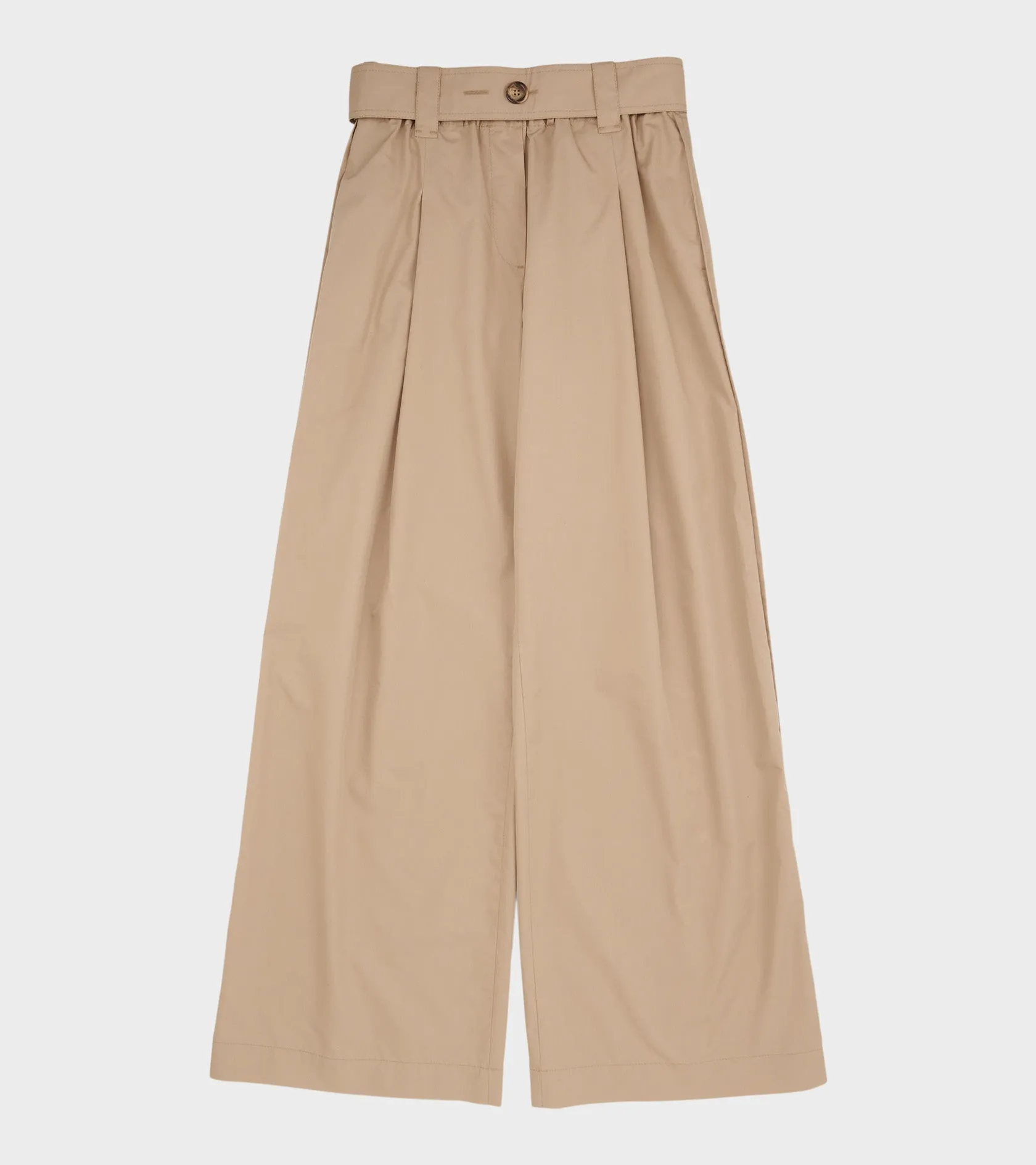 High Waist Relaxed Trousers Beige