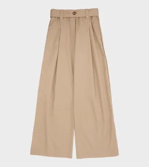 High Waist Relaxed Trousers Beige