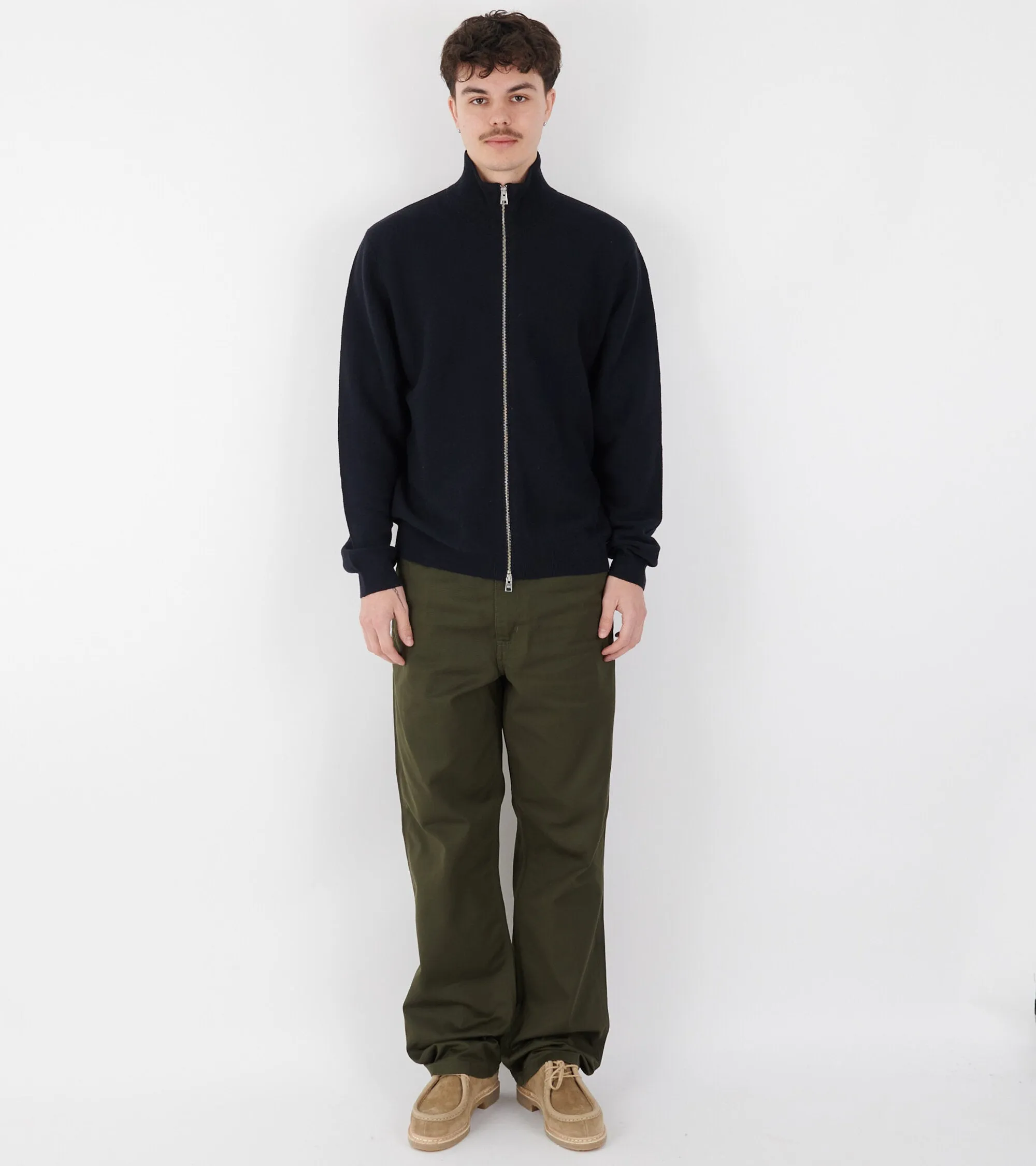 Links Cotton Linen Zip Jacket Dark Navy