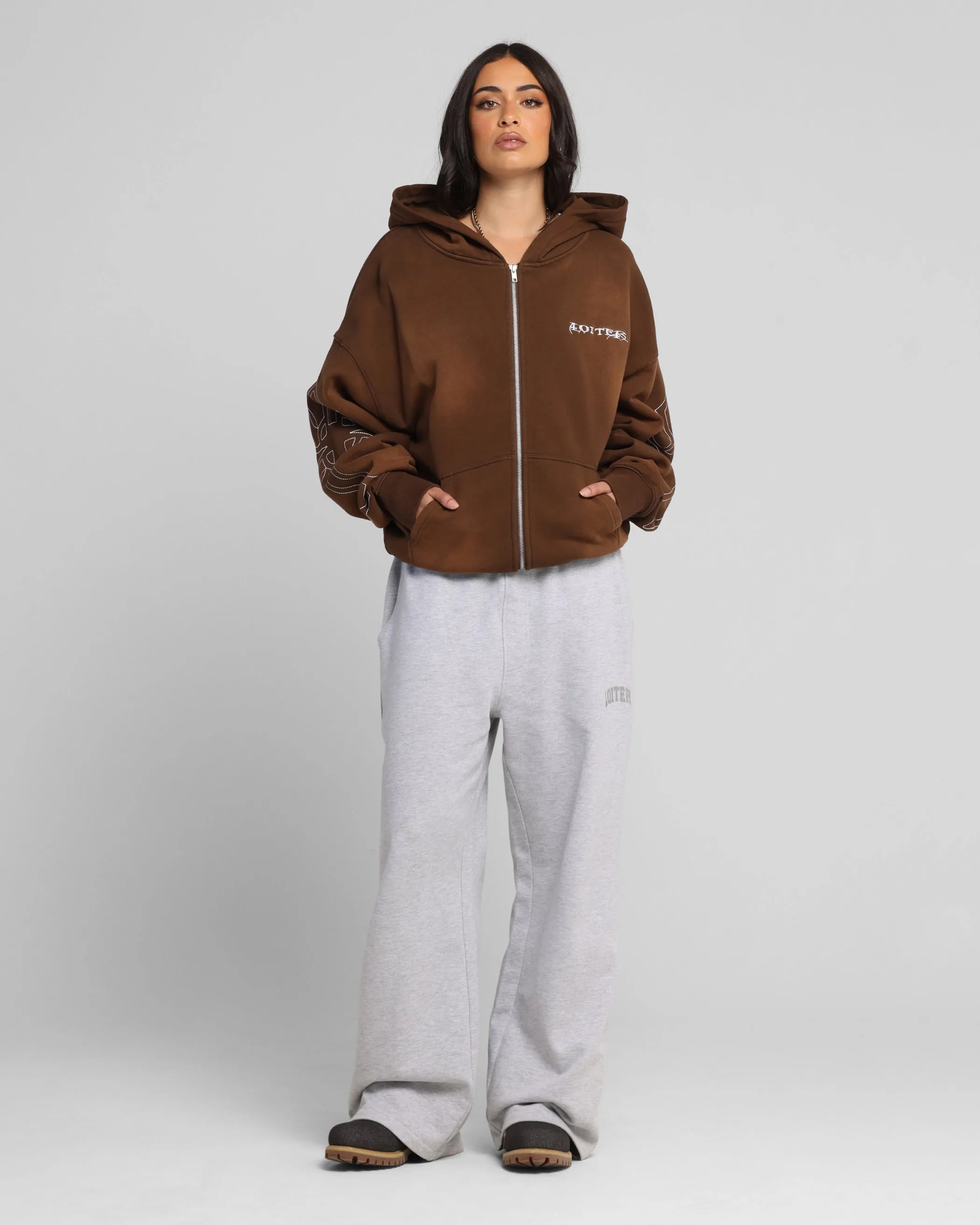 Loiter Atmosphere Zip Hoodie Vintage Brown