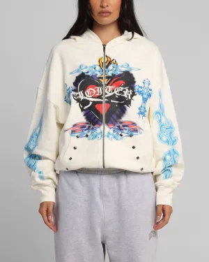 Loiter Hearts Zip Hoodie Off White