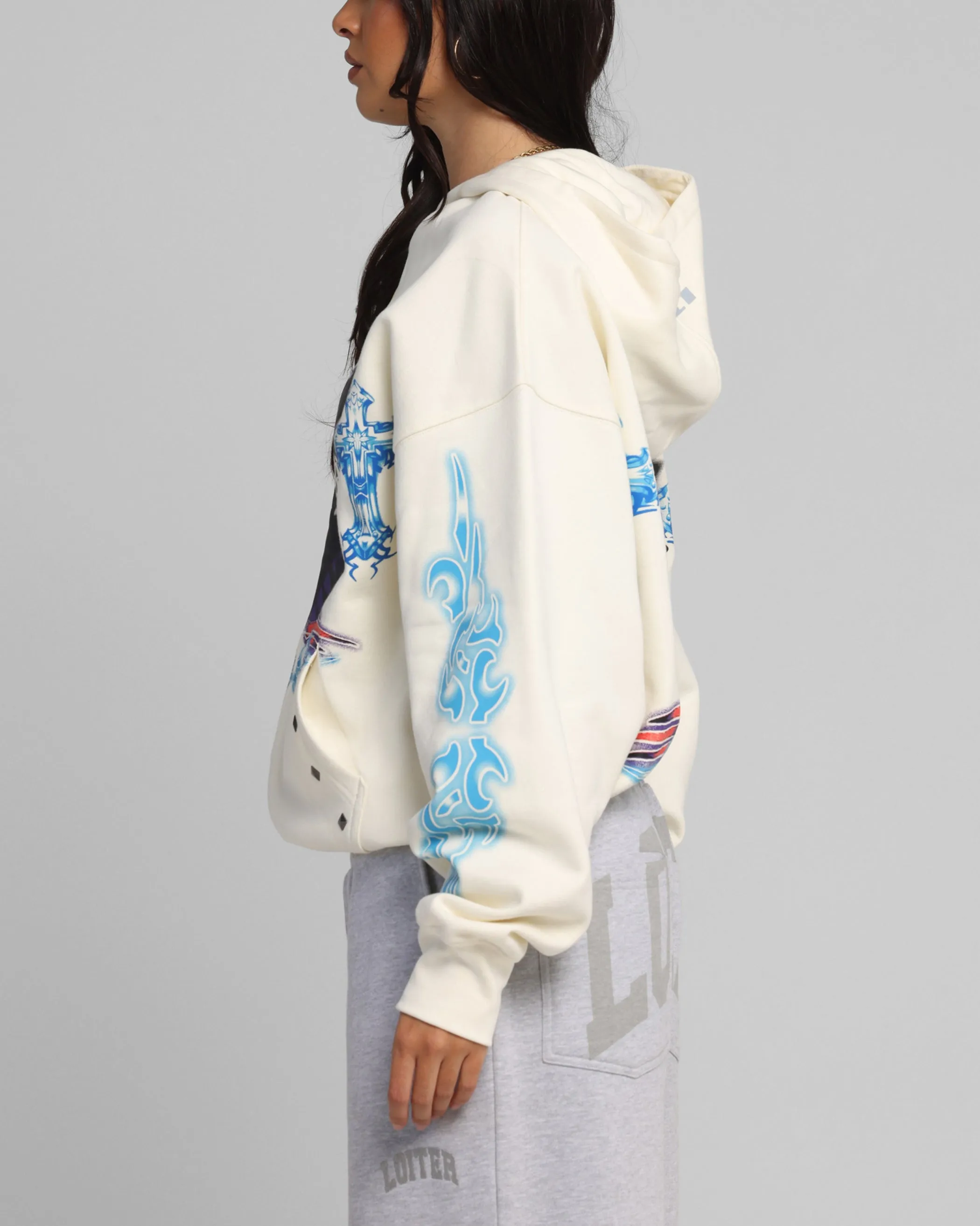 Loiter Hearts Zip Hoodie Off White