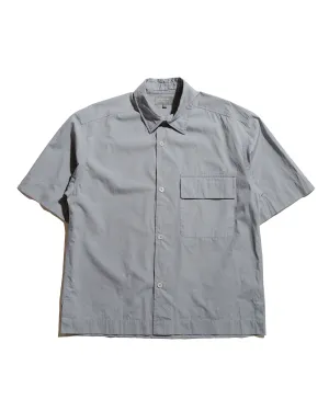 Margaret Howell Short Sleeve Flap Pocket Shirt Compact Cotton Plainweave Pewter