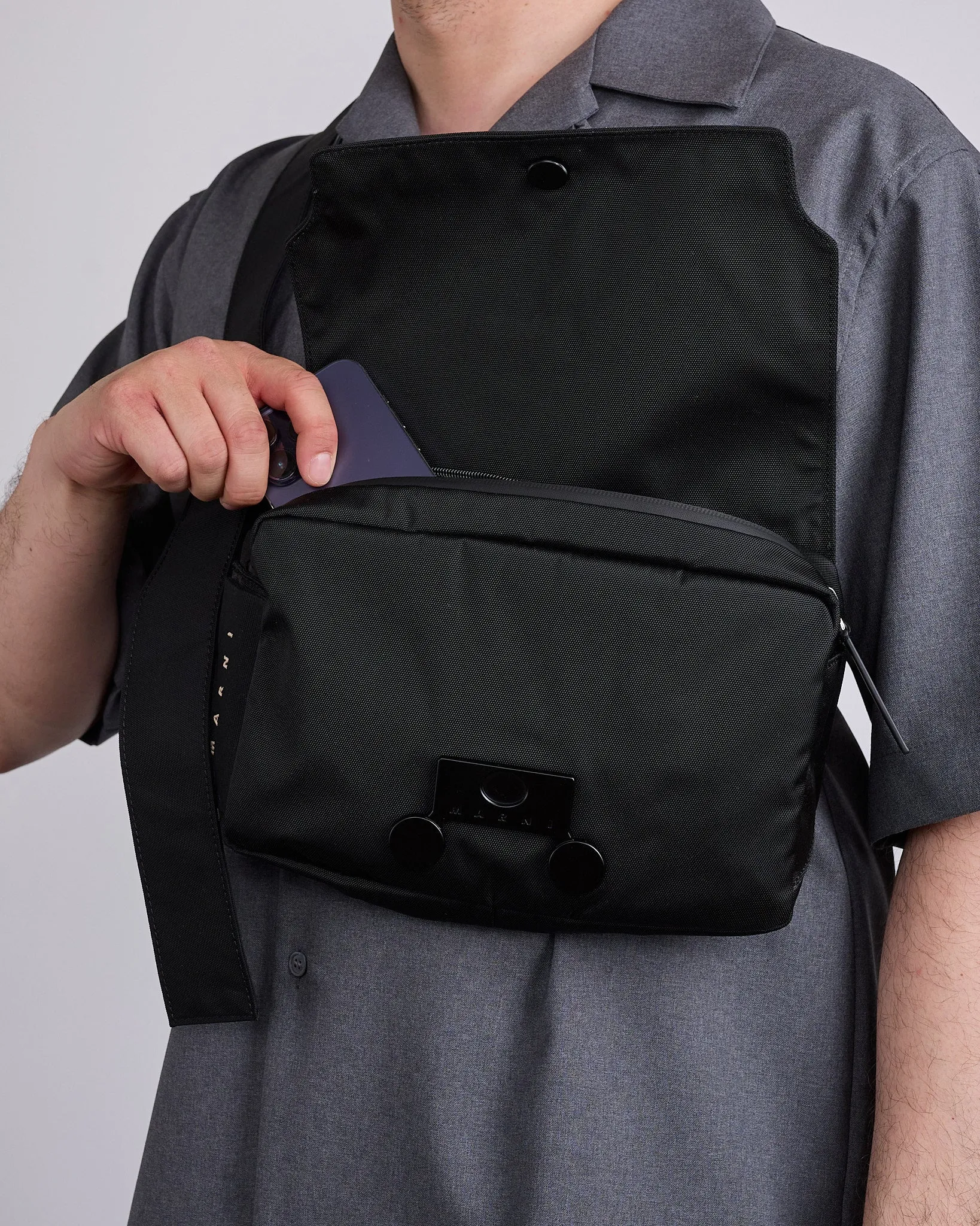 Marni Cityscape Tecno Cordura Bumbag Black
