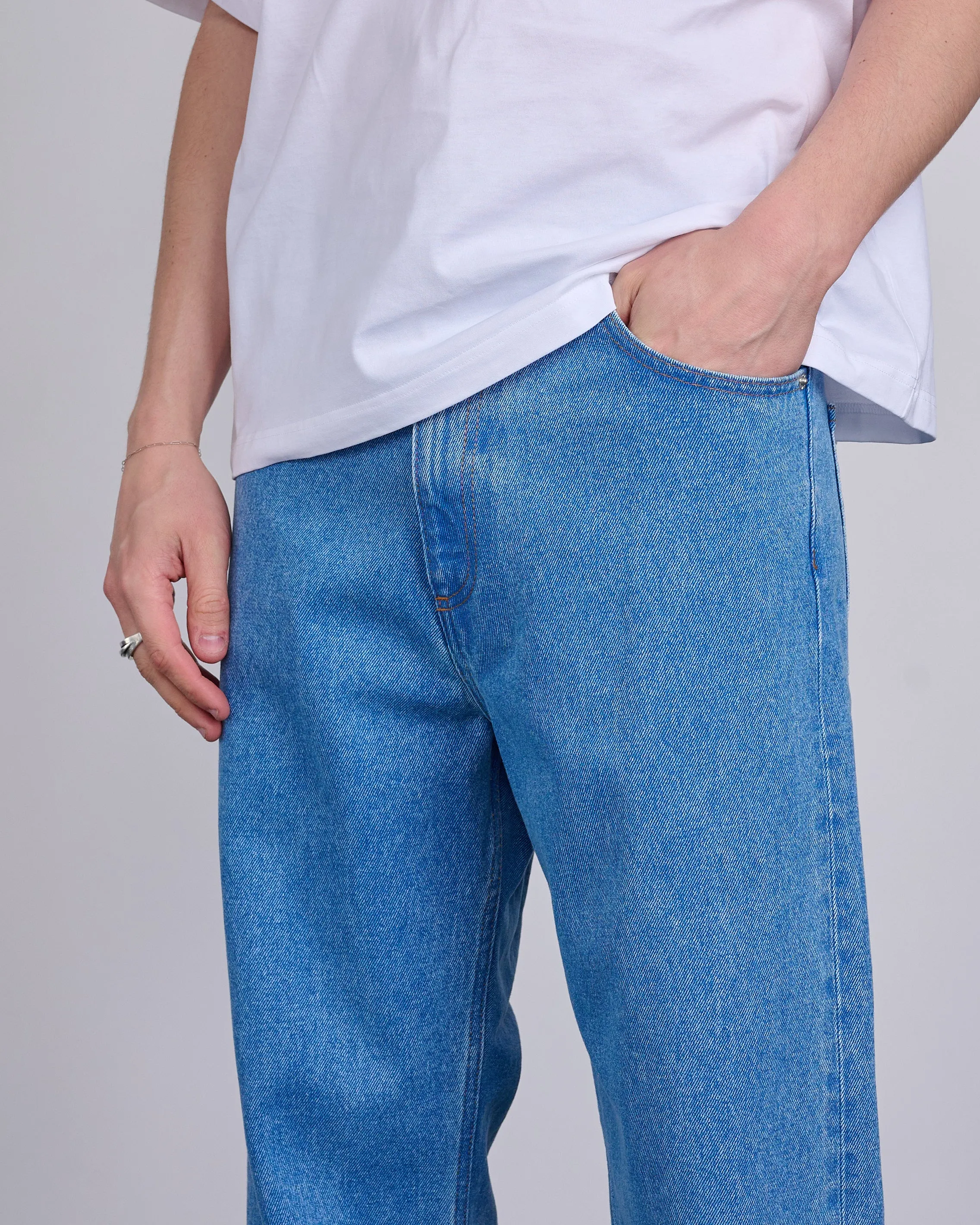 Marni Relaxed Jean Bleached Coated Denim Cobalt