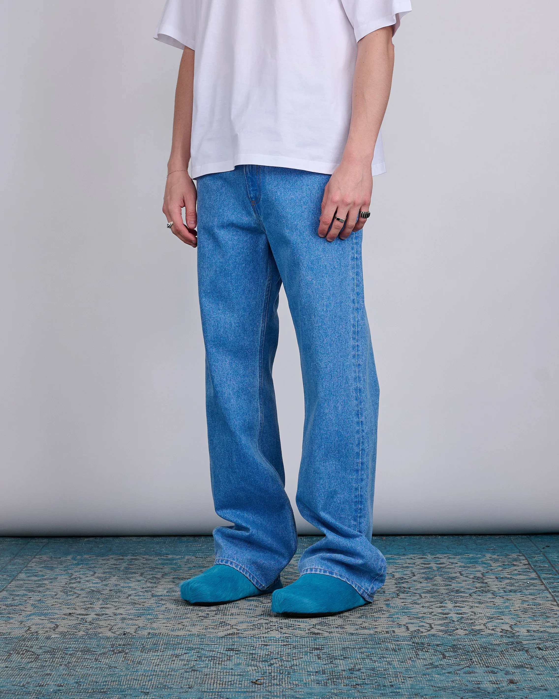 Marni Relaxed Jean Bleached Coated Denim Cobalt