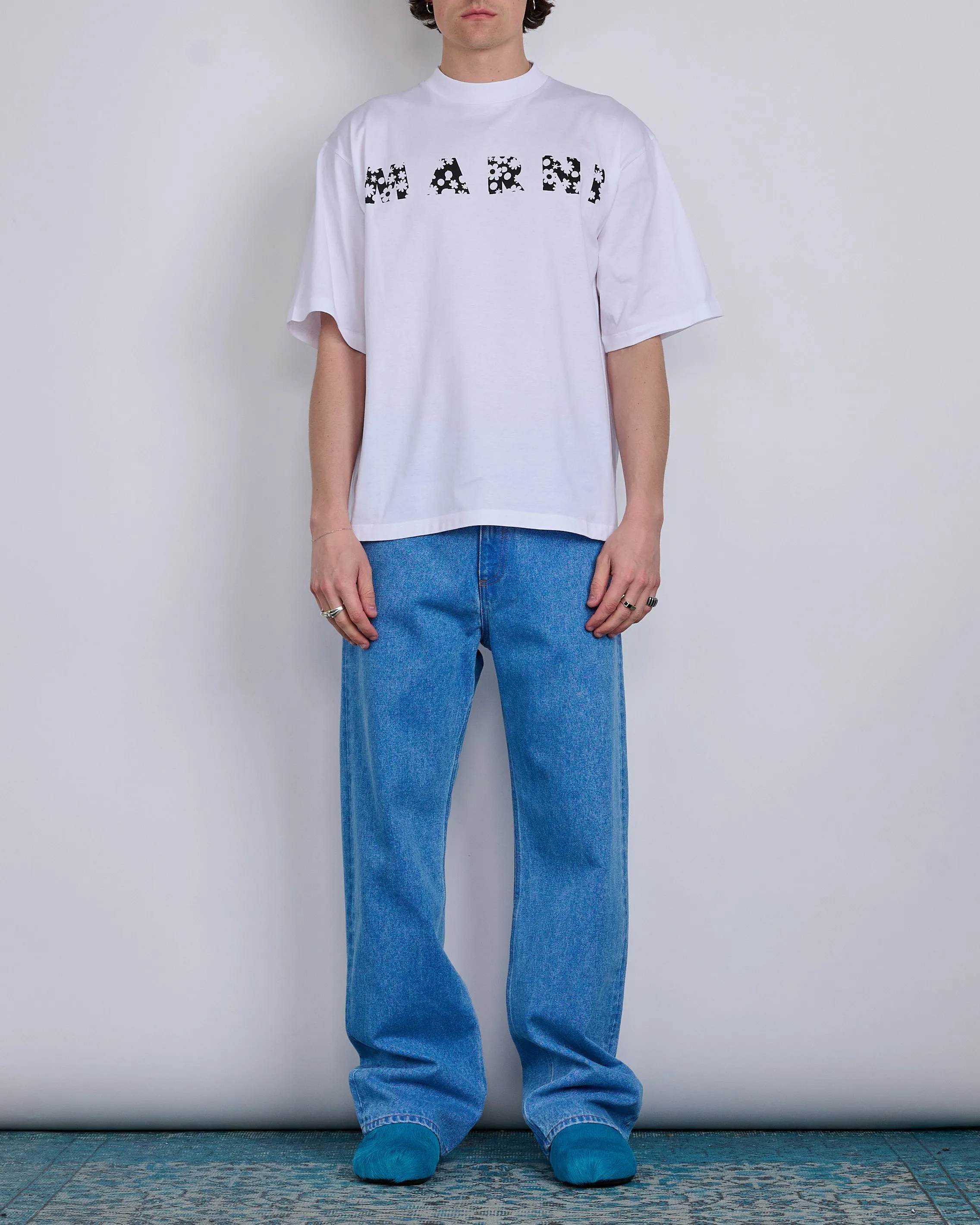 Marni Relaxed Jean Bleached Coated Denim Cobalt