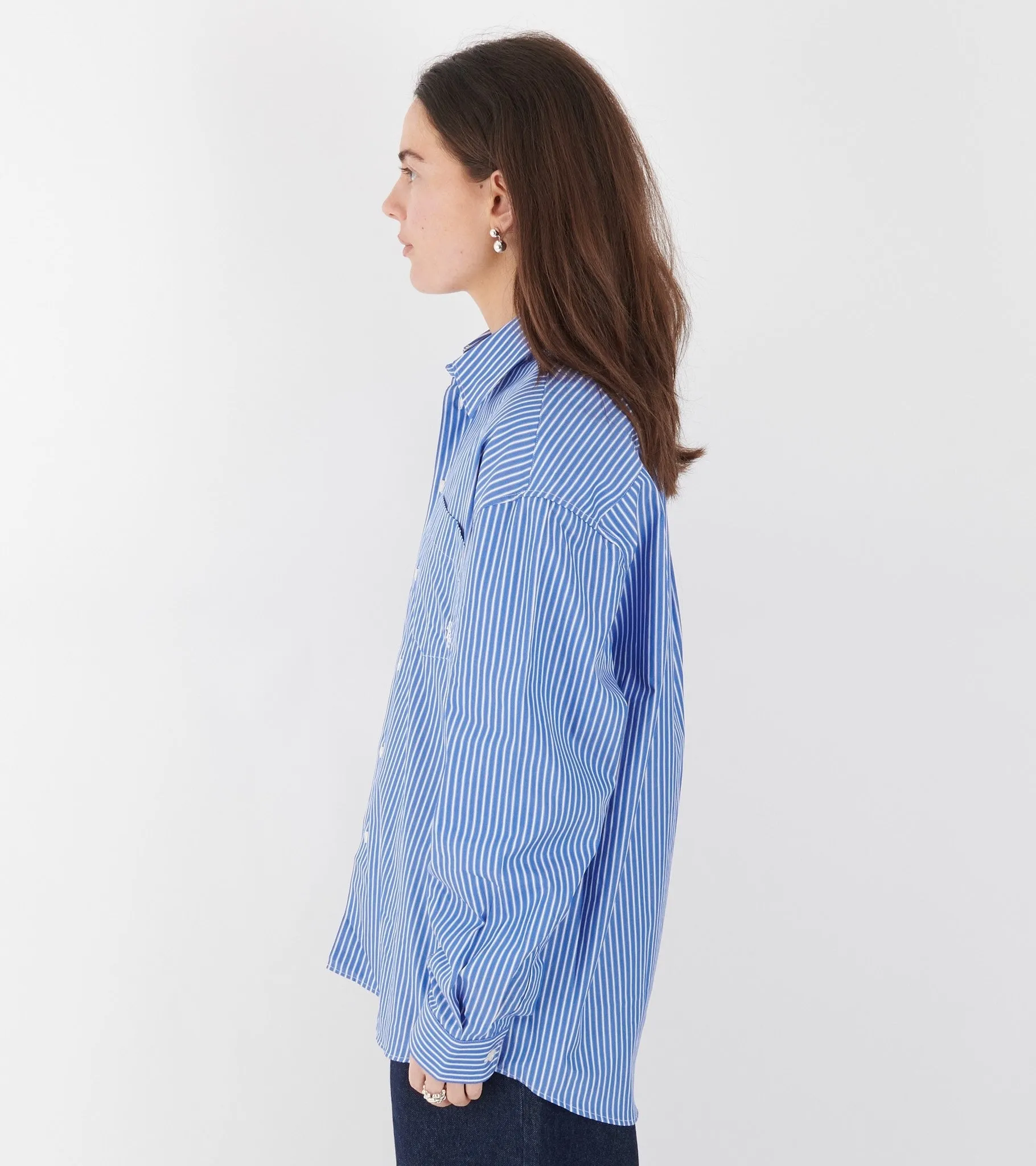 Oversized Shirt Blue Stripes