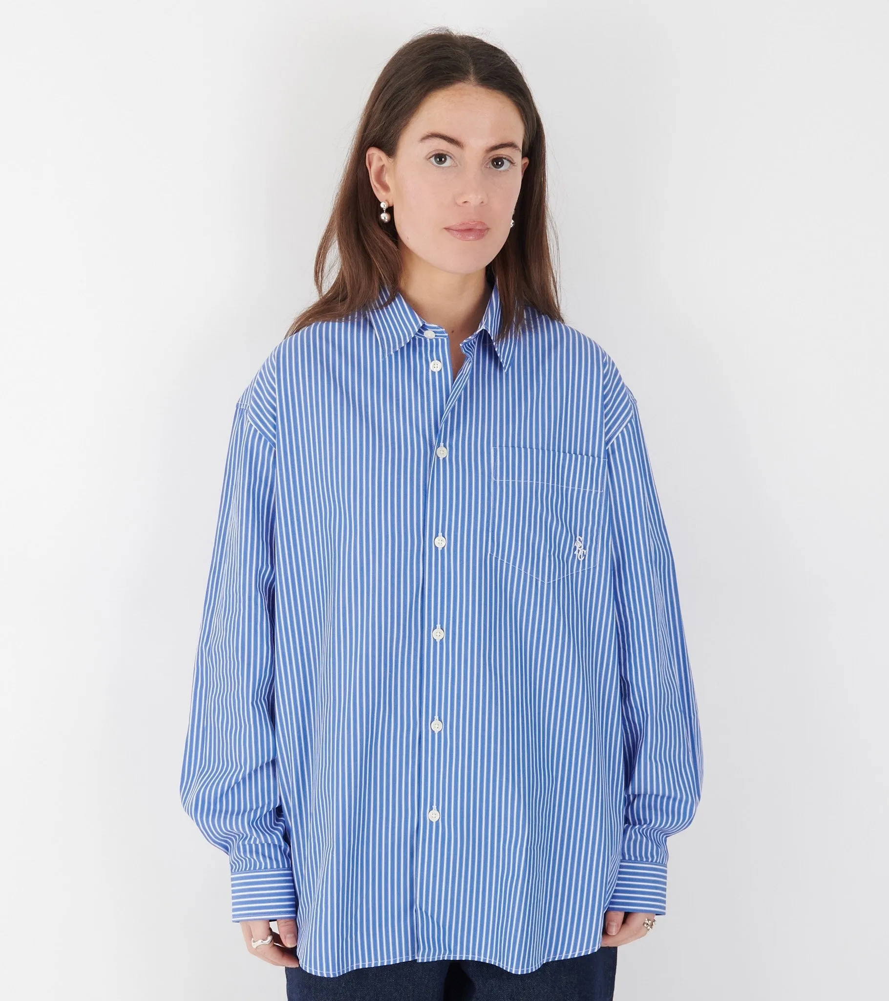 Oversized Shirt Blue Stripes
