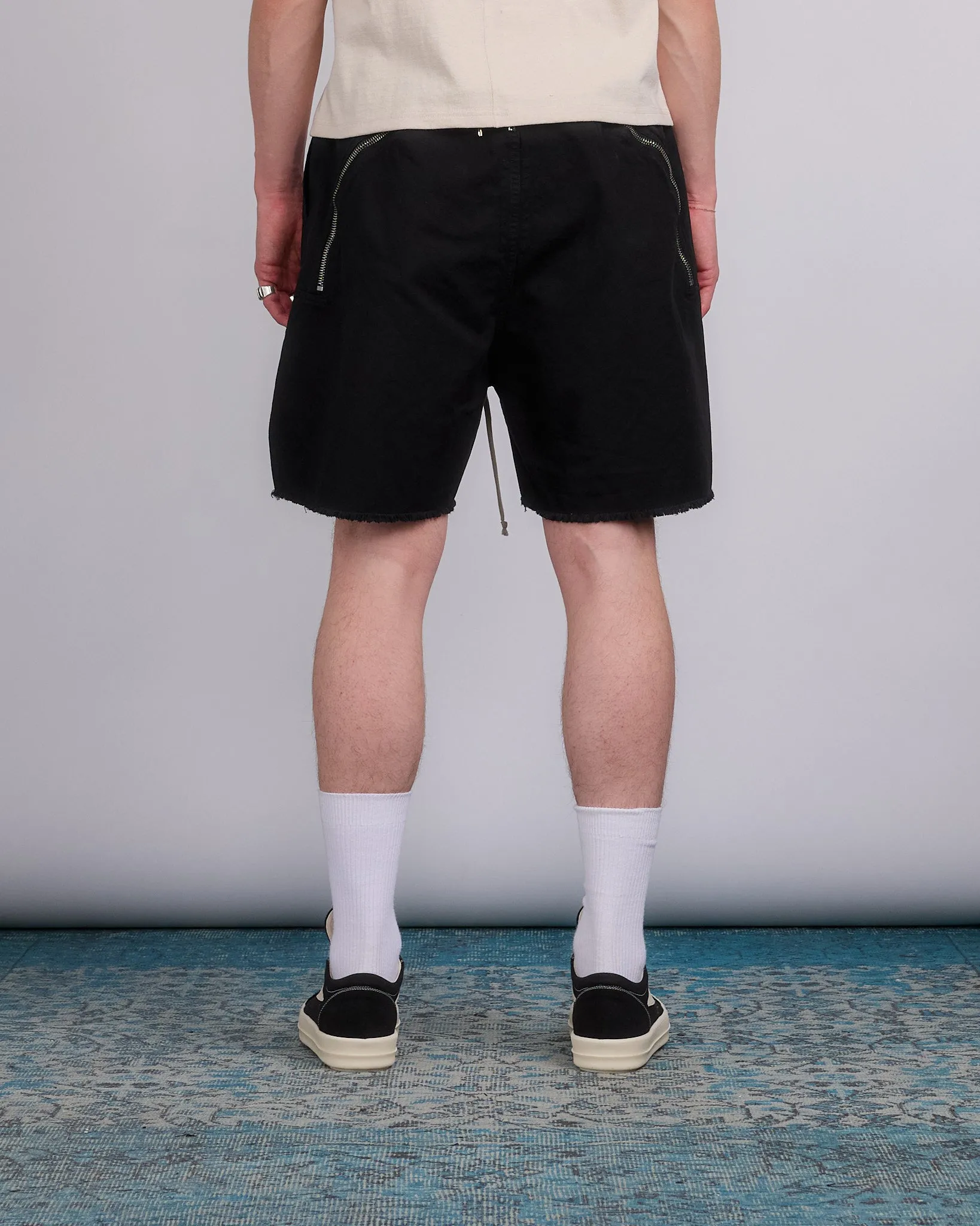 Rick Owens DRKSHDW Lng Bxr Butt Zip Shrt Cotton Canvas Blk