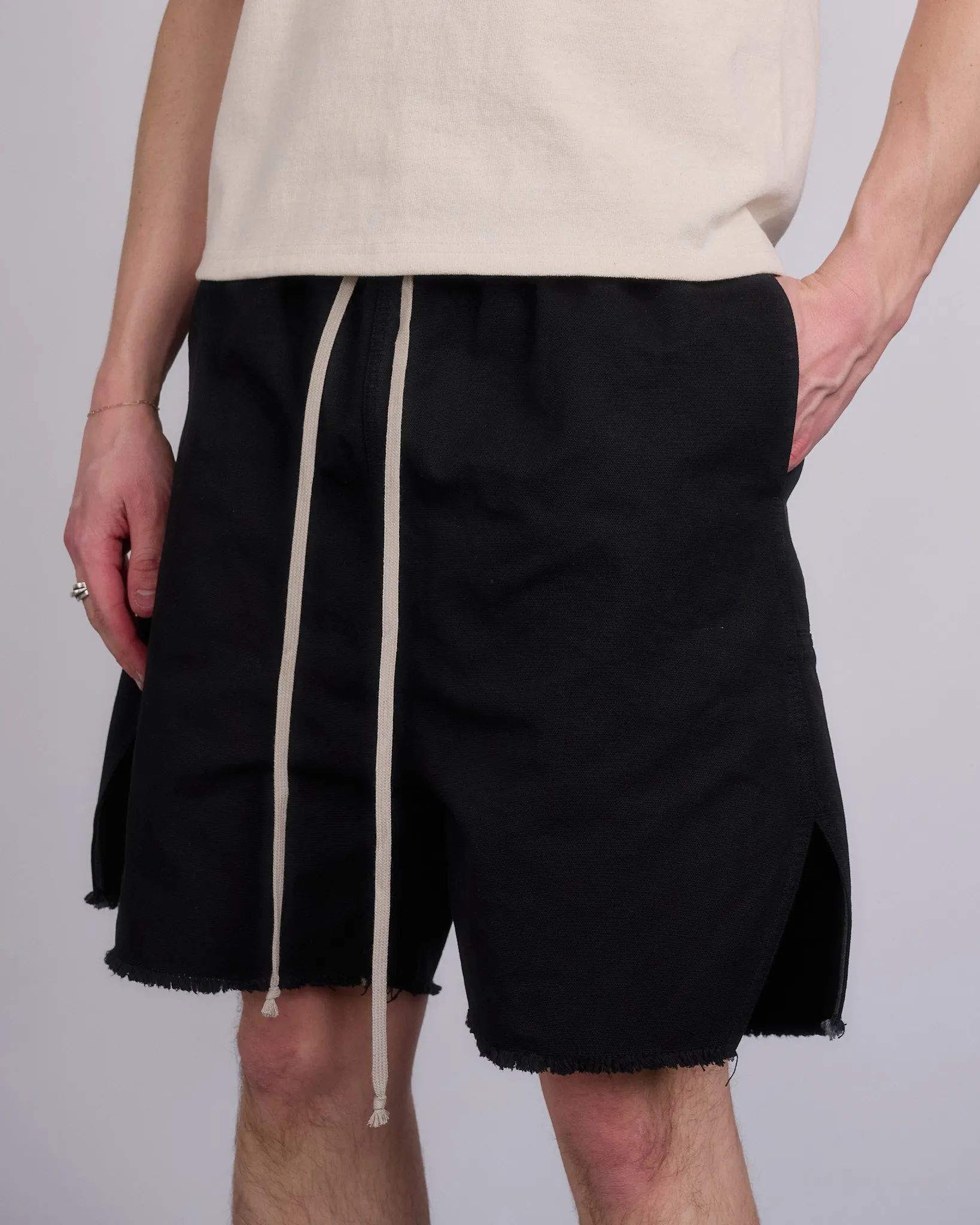 Rick Owens DRKSHDW Lng Bxr Butt Zip Shrt Cotton Canvas Blk
