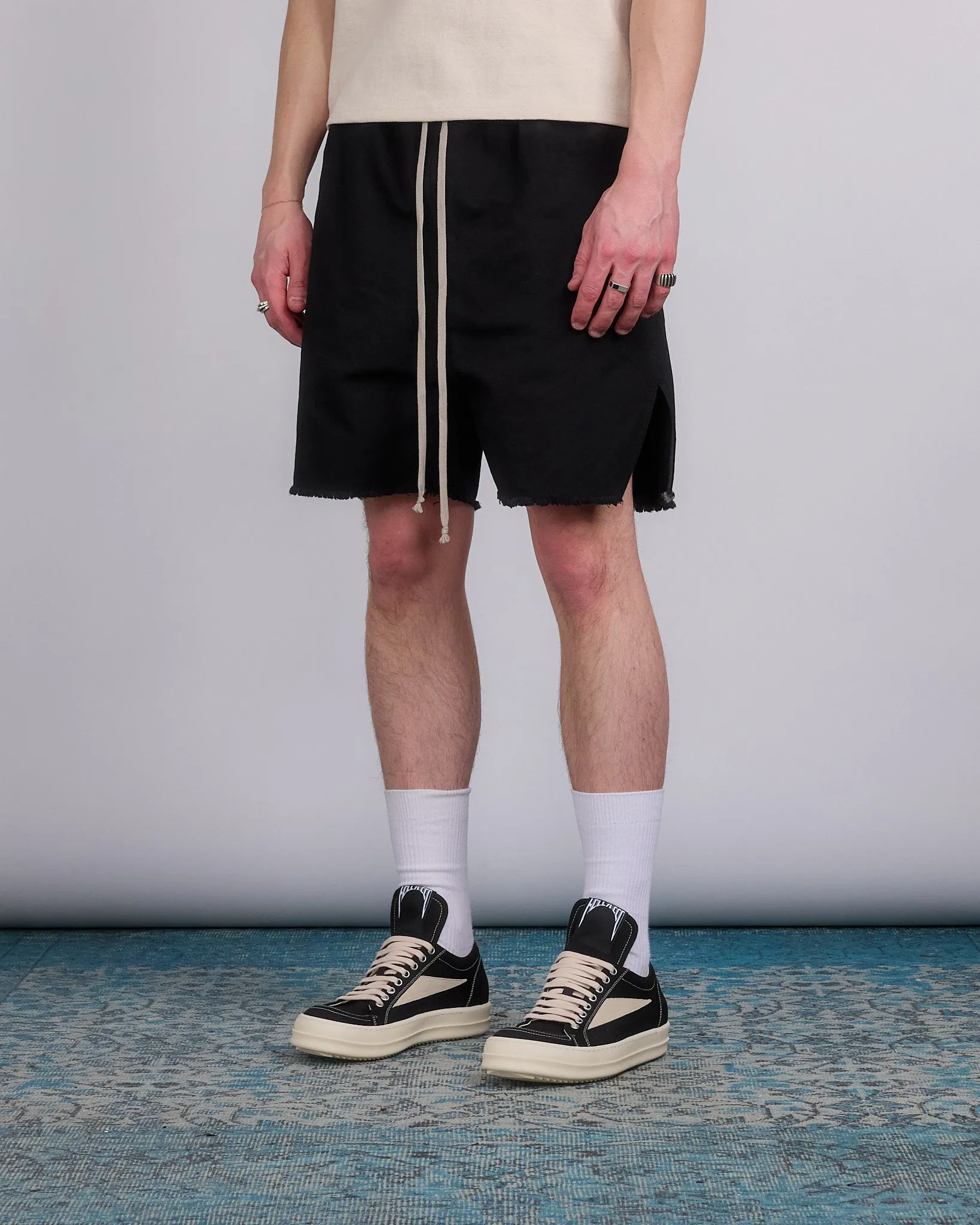 Rick Owens DRKSHDW Lng Bxr Butt Zip Shrt Cotton Canvas Blk