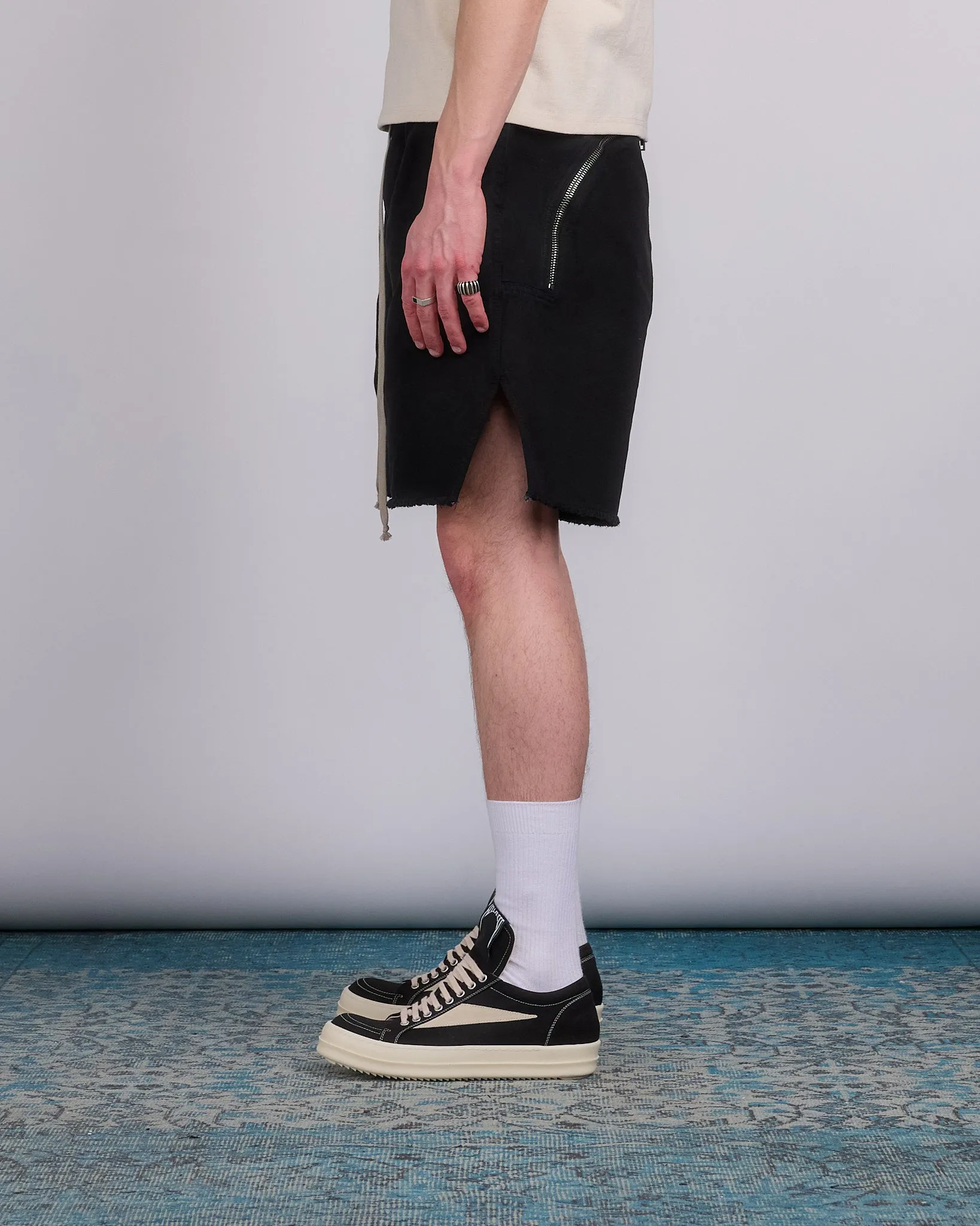 Rick Owens DRKSHDW Lng Bxr Butt Zip Shrt Cotton Canvas Blk