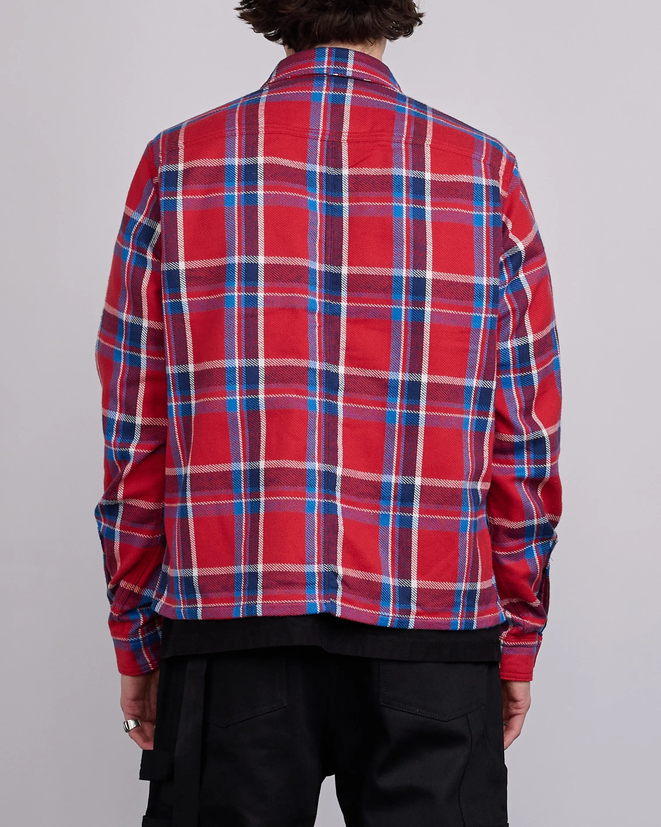 Rick Owens DRKSHDW MIJ Crop Outershirt Brushed Red Plaid