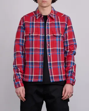 Rick Owens DRKSHDW MIJ Crop Outershirt Brushed Red Plaid