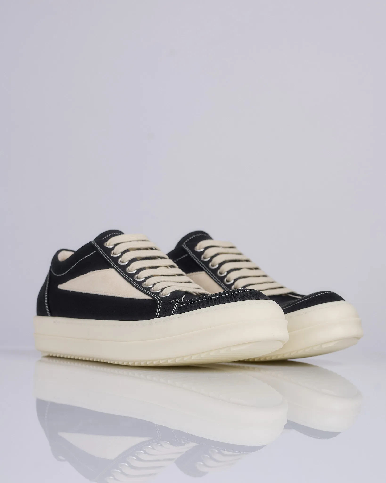 Rick Owens DRKSHDW Vintage Sneaks Cotton Canvas Black Milk Milk
