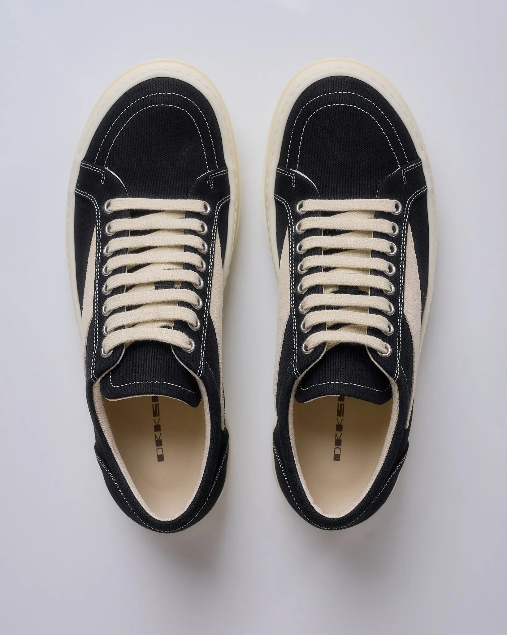 Rick Owens DRKSHDW Vintage Sneaks Cotton Canvas Black Milk Milk