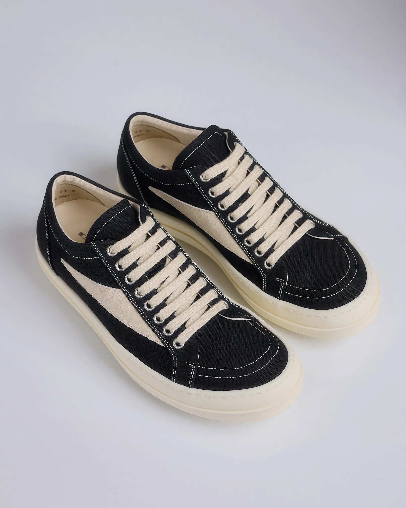 Rick Owens DRKSHDW Vintage Sneaks Cotton Canvas Black Milk Milk