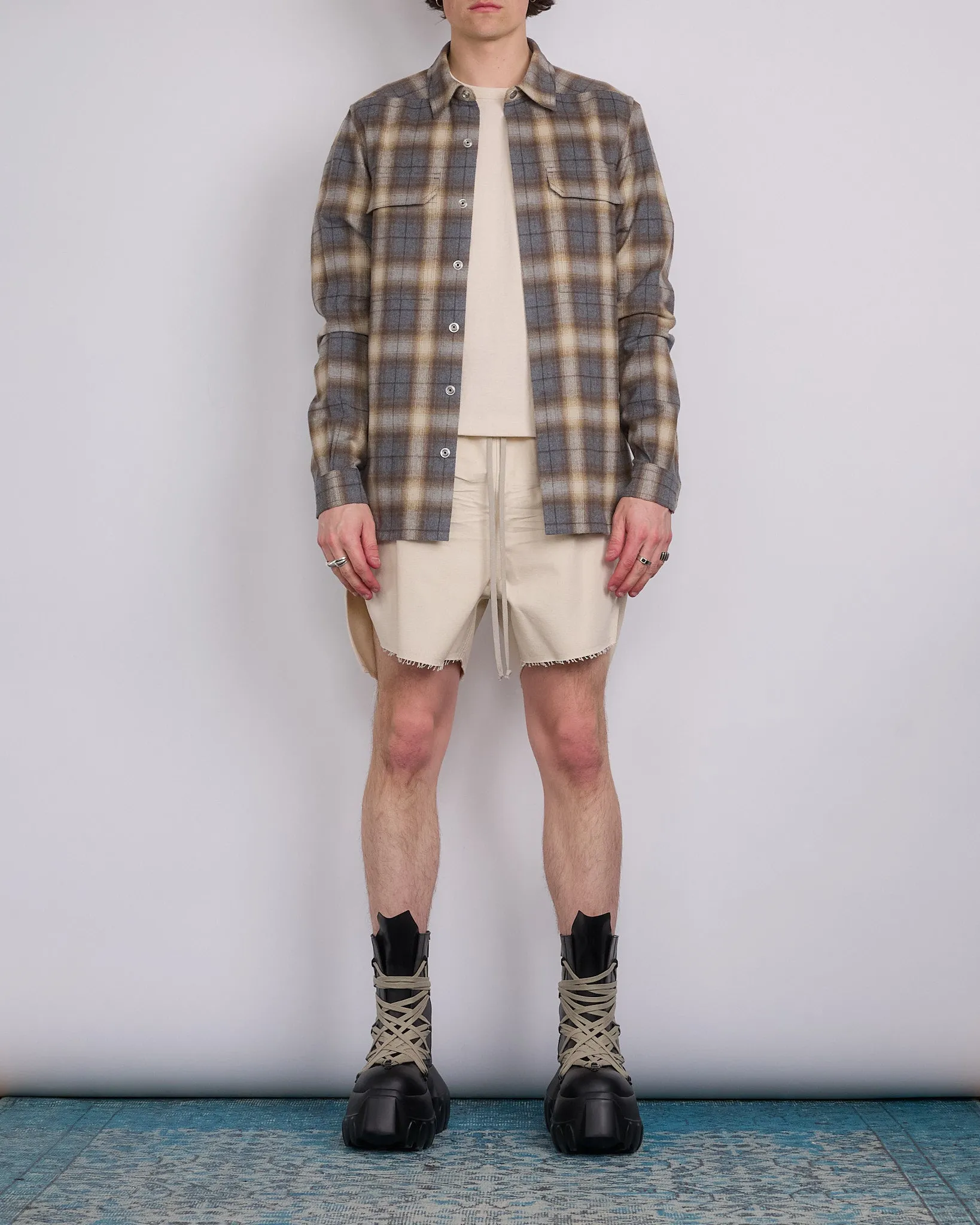 Rick Owens Runway Boxer Short Cotton Canvas Natural