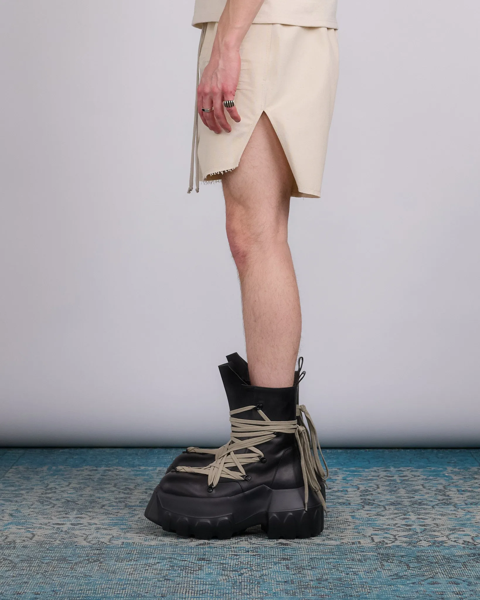 Rick Owens Runway Boxer Short Cotton Canvas Natural