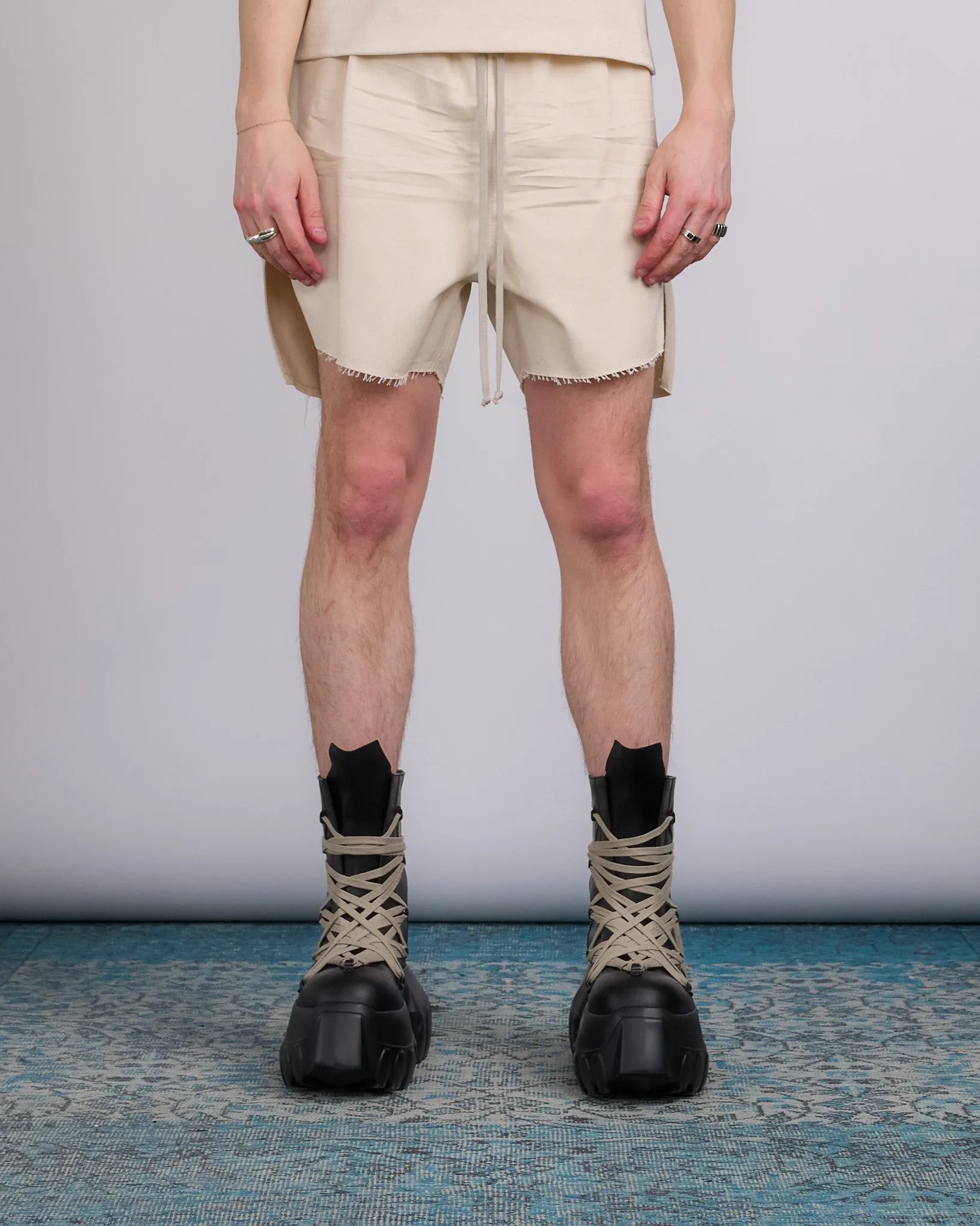 Rick Owens Runway Boxer Short Cotton Canvas Natural