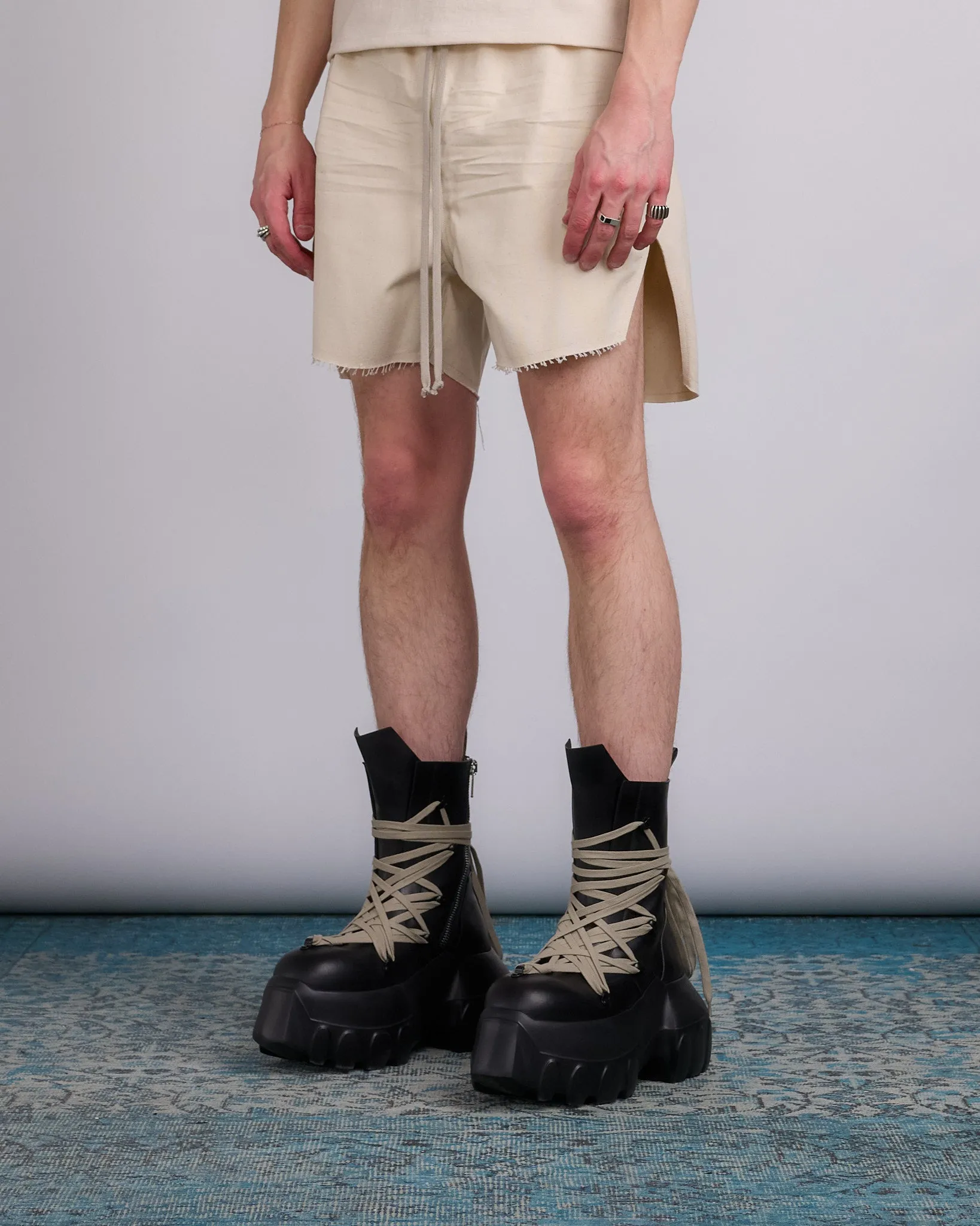 Rick Owens Runway Boxer Short Cotton Canvas Natural