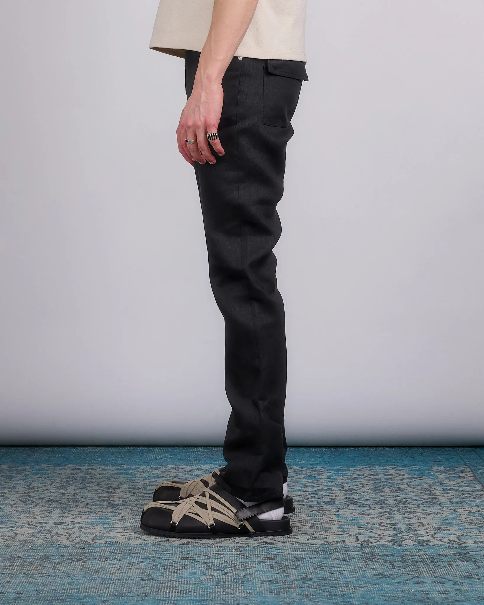 Rick Owens Runway Headon Utility Pant Linen Twill Black