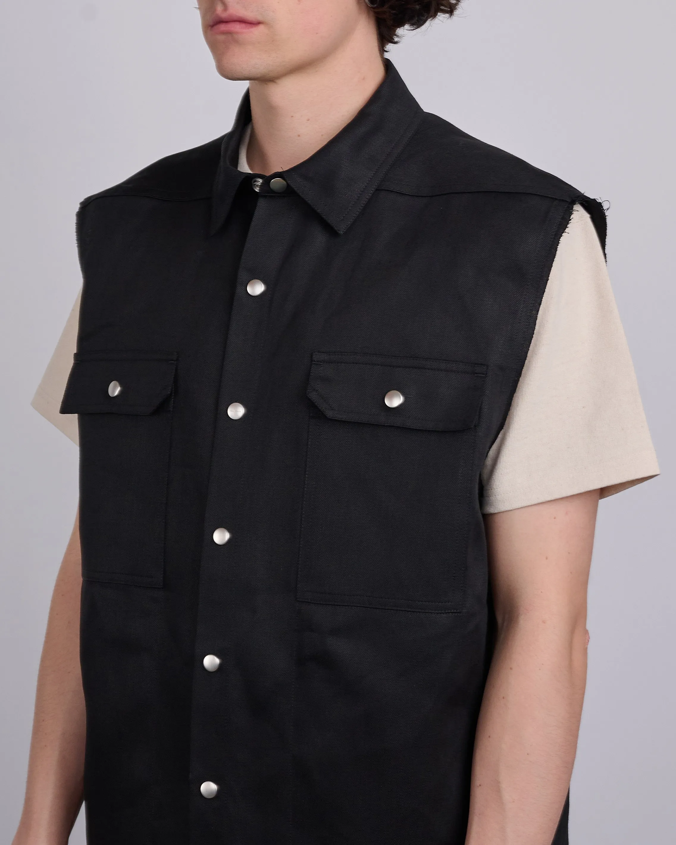 Rick Owens Runway Jumbo SL Outershirt Linen Twill Black