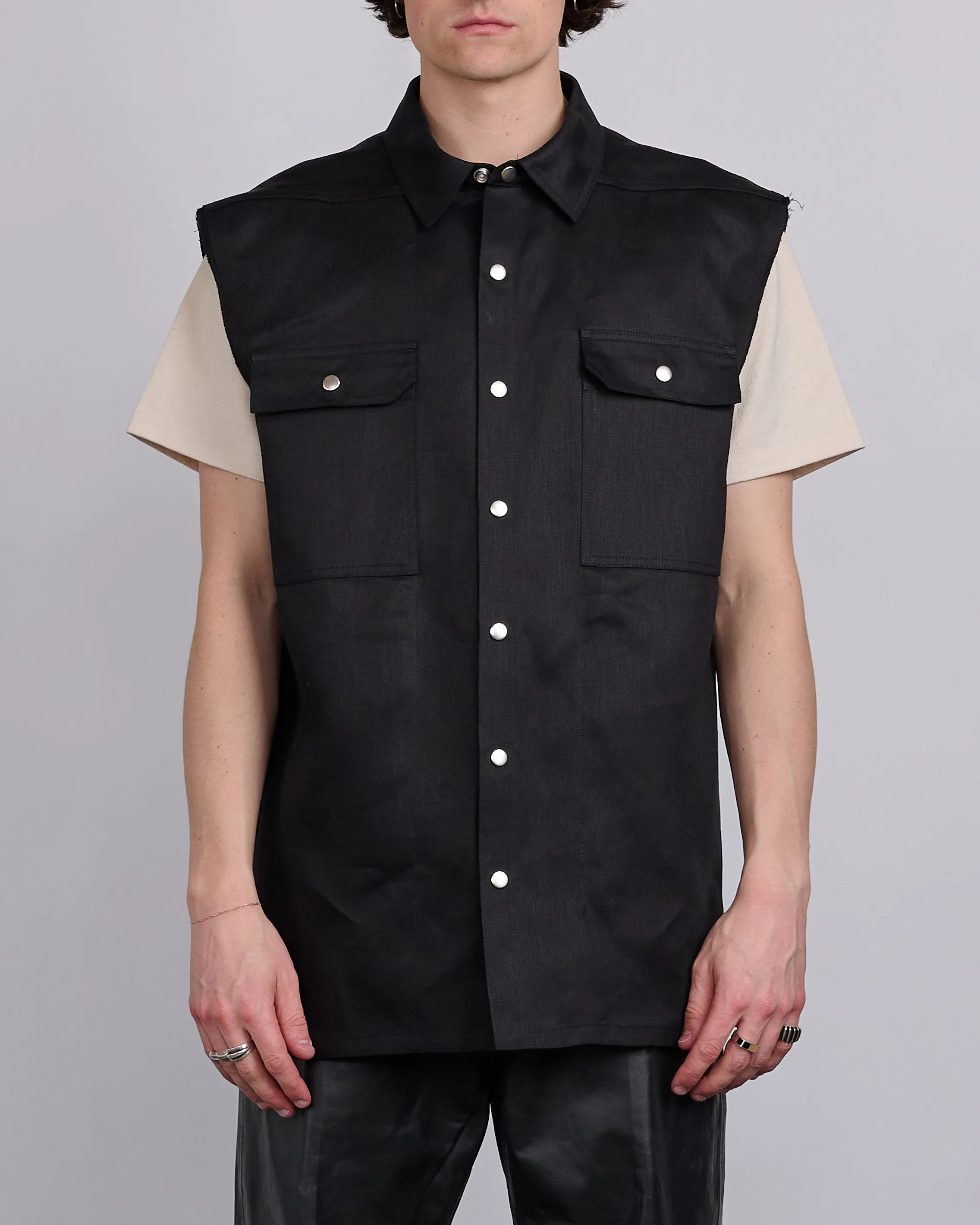 Rick Owens Runway Jumbo SL Outershirt Linen Twill Black