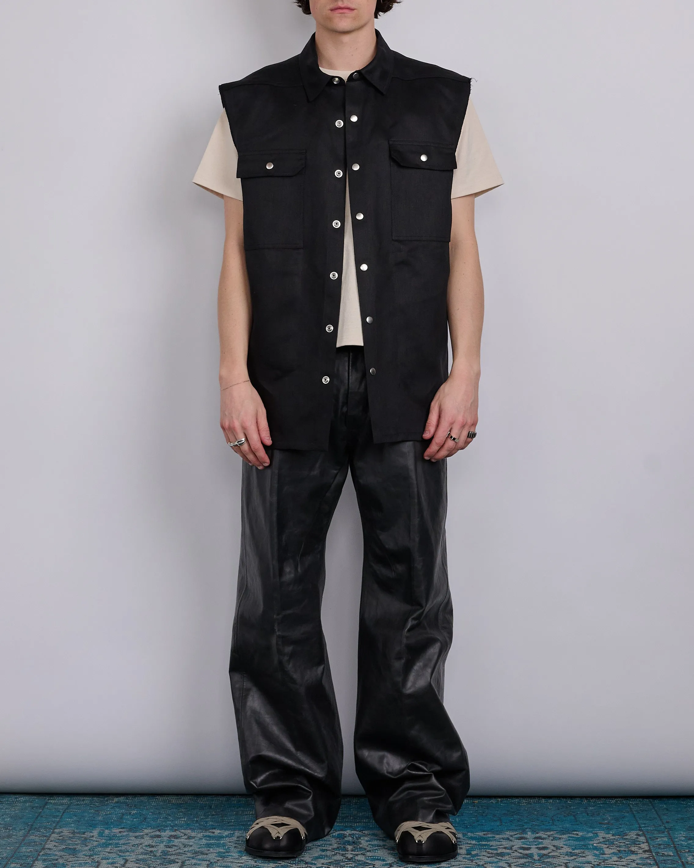 Rick Owens Runway Jumbo SL Outershirt Linen Twill Black